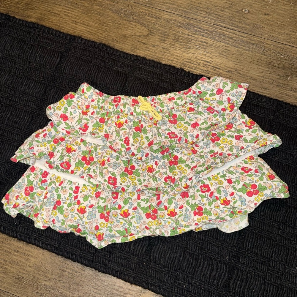 Boden 100% Cotton Ruffled Tiered Floral Print Girls Size 4/5Y Mini Skirt
